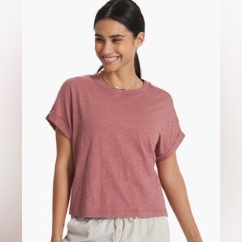 Vuori Sunset Easy Tee Small Dusty Rose Pima Cotton Relaxed T-Shirt athleisure